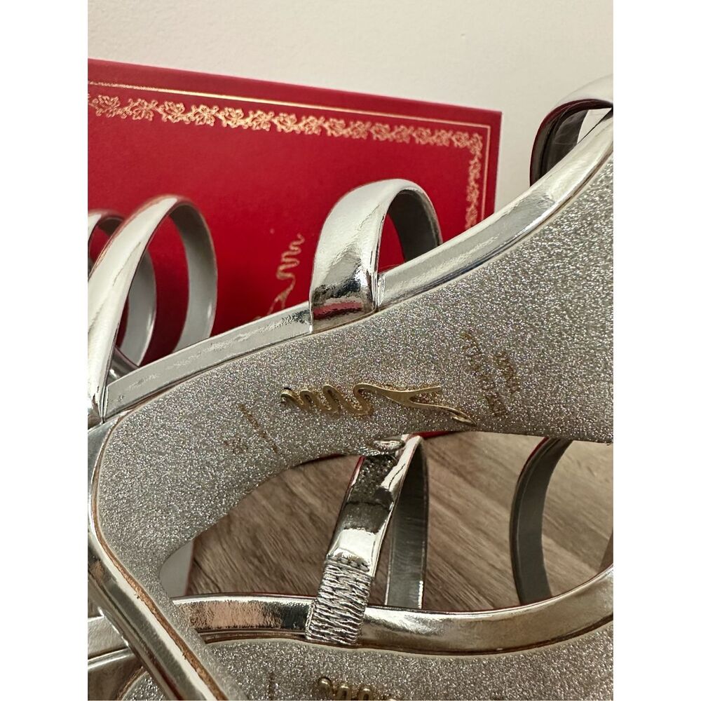 RENÉ CAOVILLA CLEO SILVER SANDAL 105 SIZE 36 $1280 - Picture 13 of 14